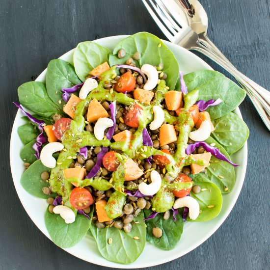 Lentil Sweet Potato Green Salad