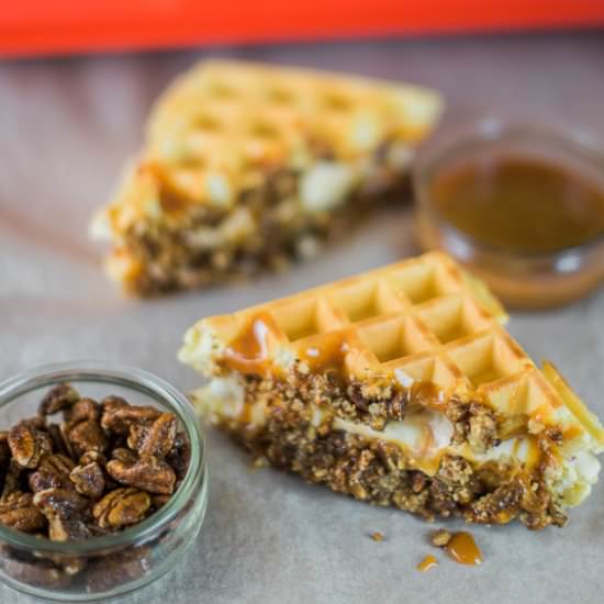 Carmel Ice Cream Waffle Sandwiches