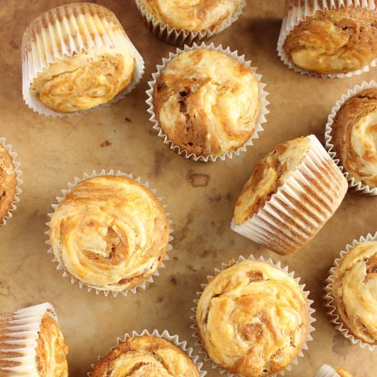 Pumpkin Cheesecake Swirl Muffins