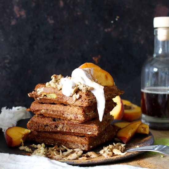 Peach Cobbler Waffles