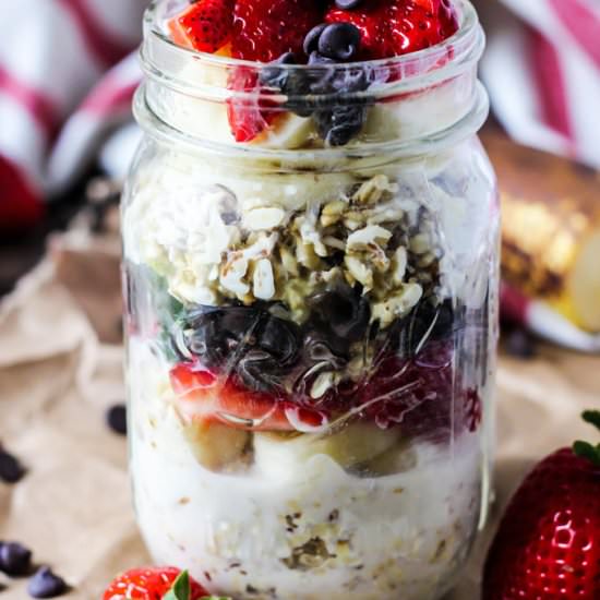 Overnight Banana Split Oatmeal
