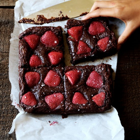 Balsamic Strawberry Brownies