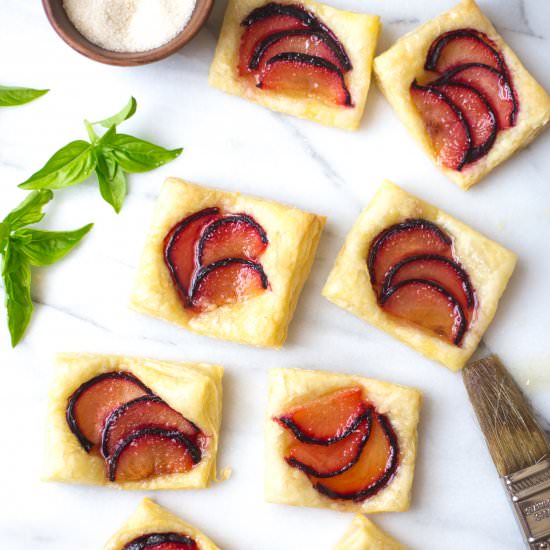 Plum Tarts with Sweet Basil Honey