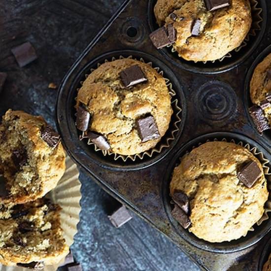 Chocolate Chunk Banana Muffins