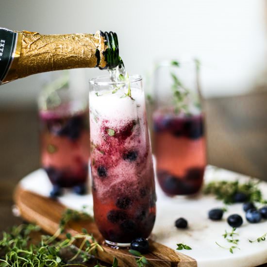 Blueberry Thyme Champagne Smashes