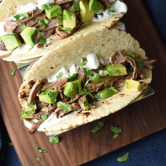 Slow Cooker Salsa Verde Beef Tacos