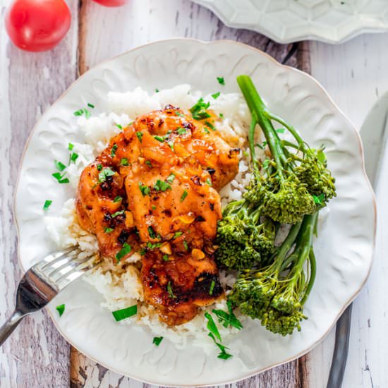 Spicy Honey Garlic Chicken Thighs