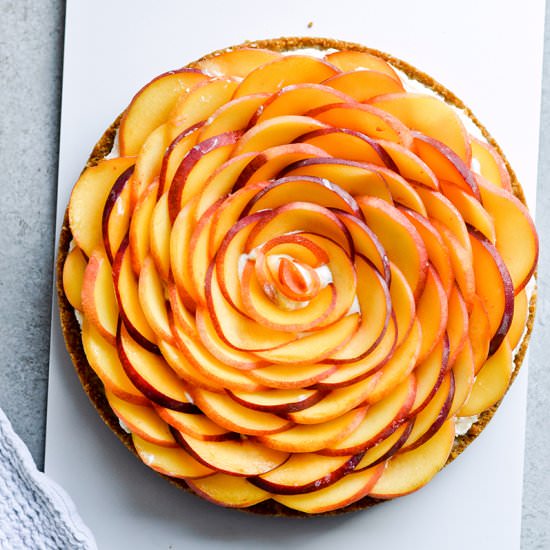 Whipped mascarpone peach tart