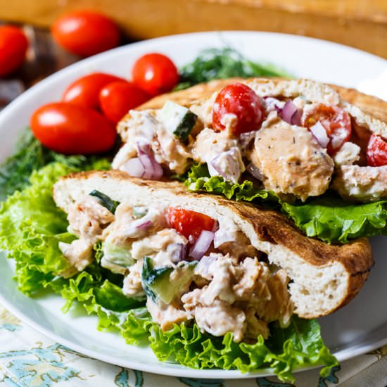 Greek Salmon Pita Sandwich