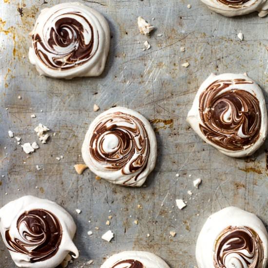 Dark Chocolate Swirl Meringues