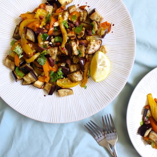 Roasted Bell Pepper Eggplant Salad