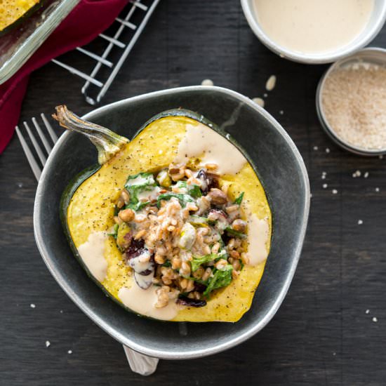 Farro-Stuffed Acorn Squash