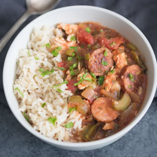 Slow Cooker Cajun Chicken + Sausage