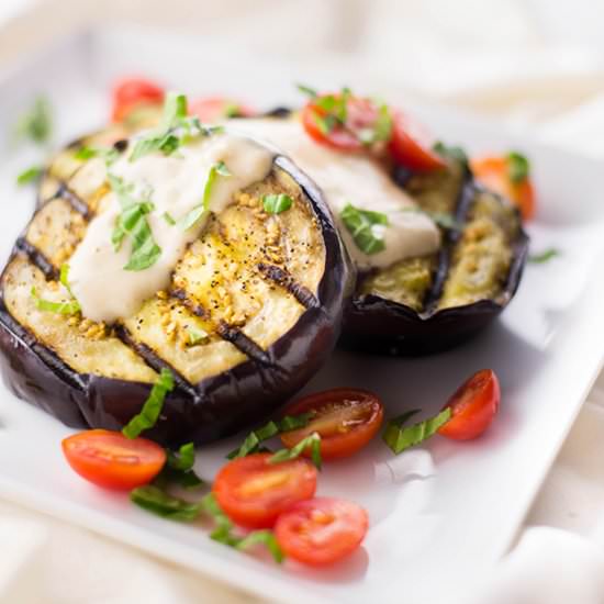 Grilled Eggplant With Tahini Yogurt