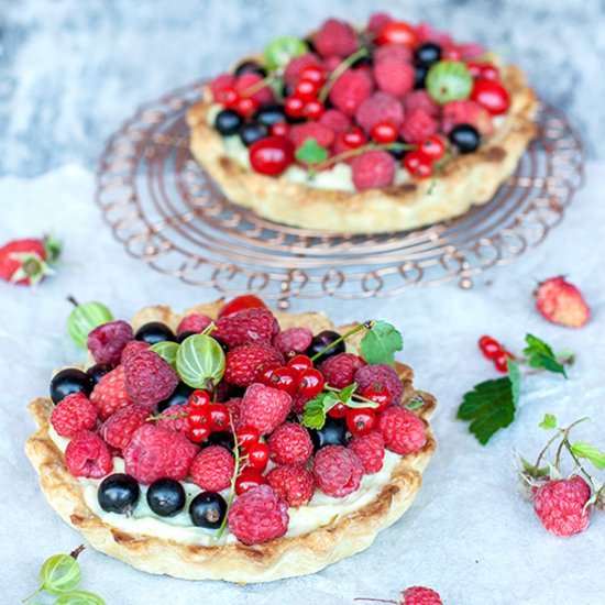 Tarts with Berries and Custard