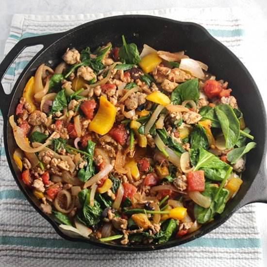 Greek Turkey Spinach Skillet