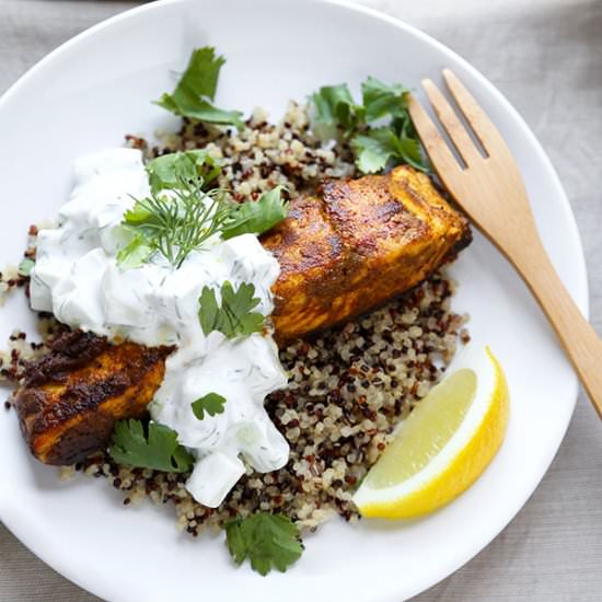 Salmon Tikka Over Quinoa