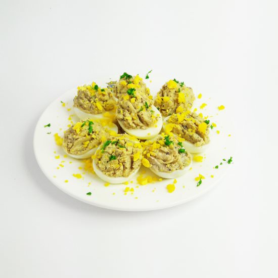 Sardine Stuffed Deviled Eggs