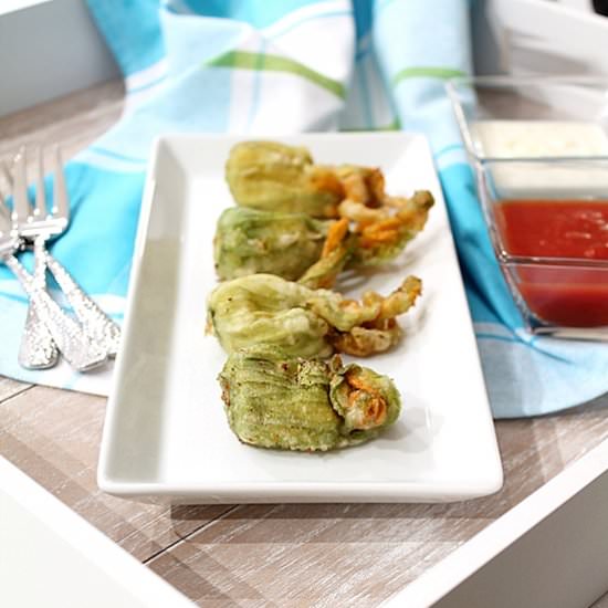 Zucchini Blossoms with Three Cheese
