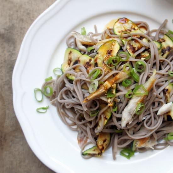 Soba noodle salad with mackerel