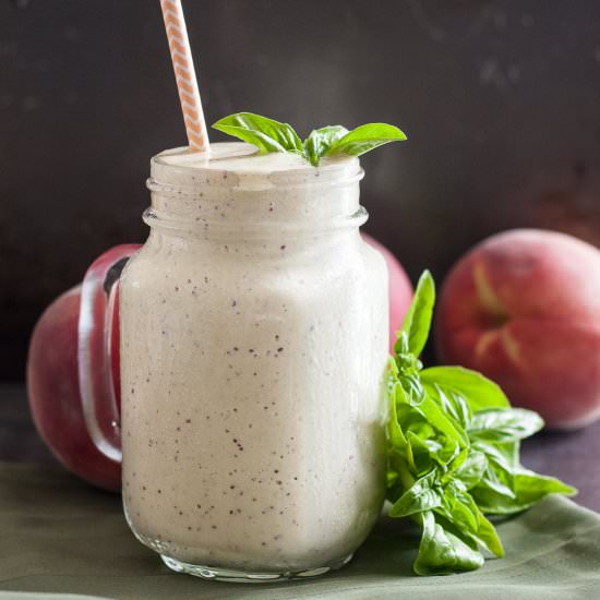 Peach Basil Protein Smoothie