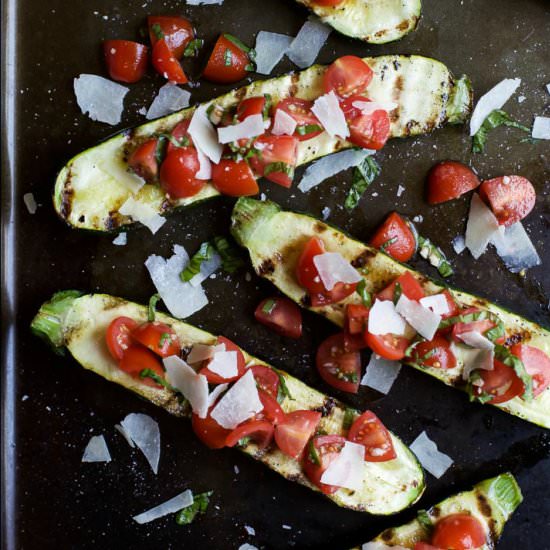 Grilled Zucchini with Bruschetta