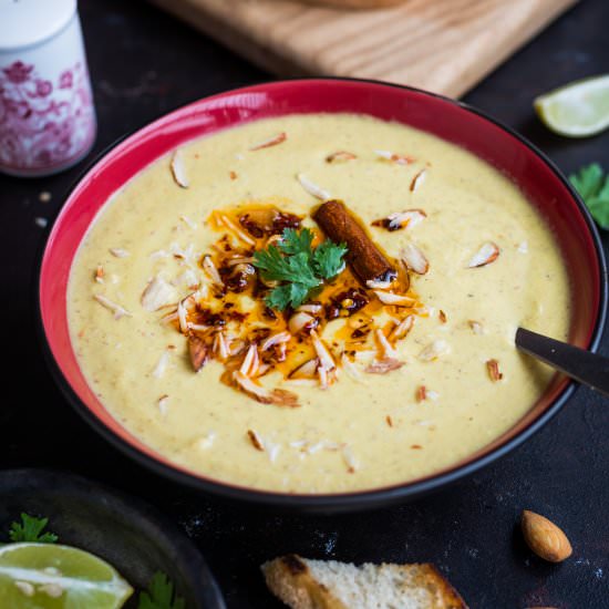 Curried Almond Cauliflower Soup