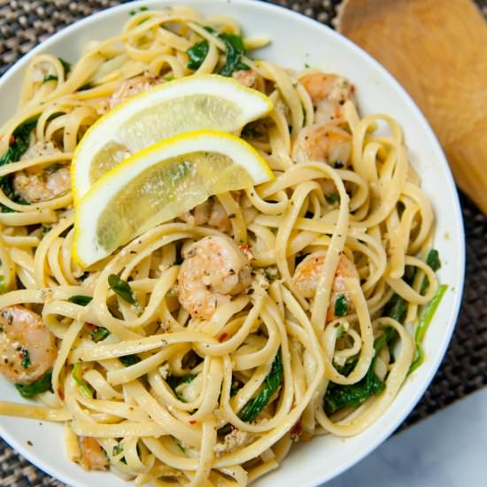 Shrimp and Spinach Lemon Pasta