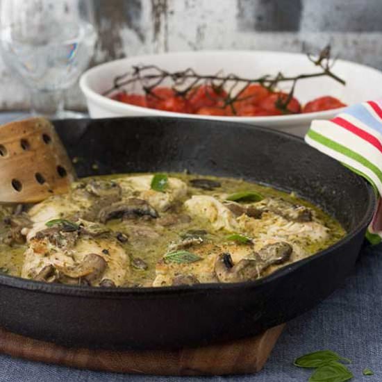 Chicken with Pesto Parmesan Sauce