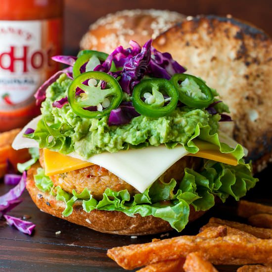 Buffalo Chickpea Veggie Burgers