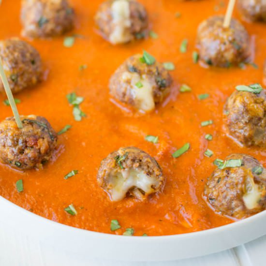 Cheese stuffed mini meatballs