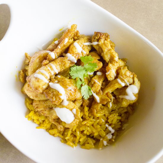 Chicken Shawarma and Turmeric Rice