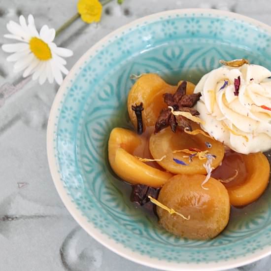 Mirin and Spice Poached Apricots