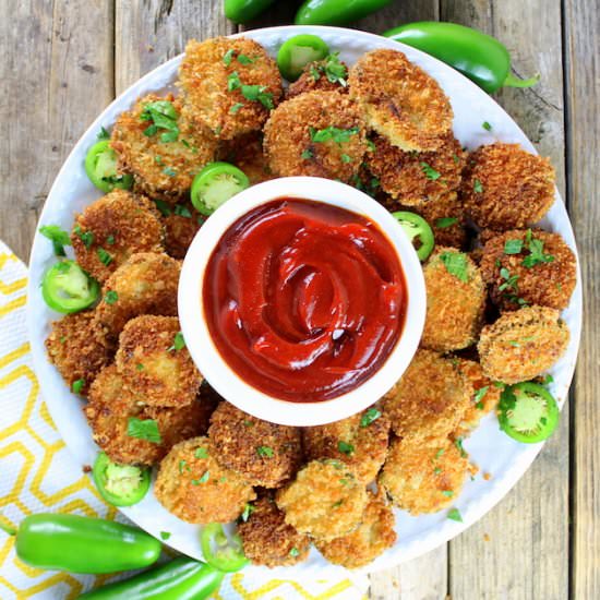 Fried Pickles with Sriracha Ketchup