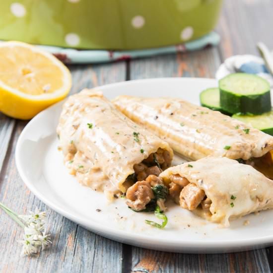 Black Garlic Alfredo Stuffed Pasta