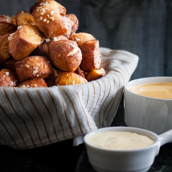 Pretzel Bites with 2 Dipping Sauces