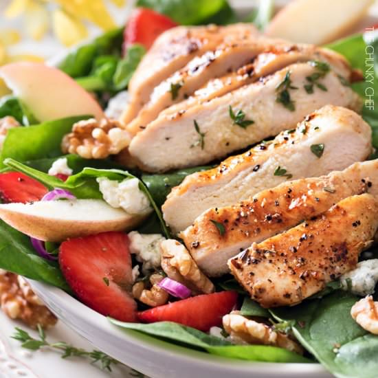 Grilled Chicken Strawberry Spinach Salad