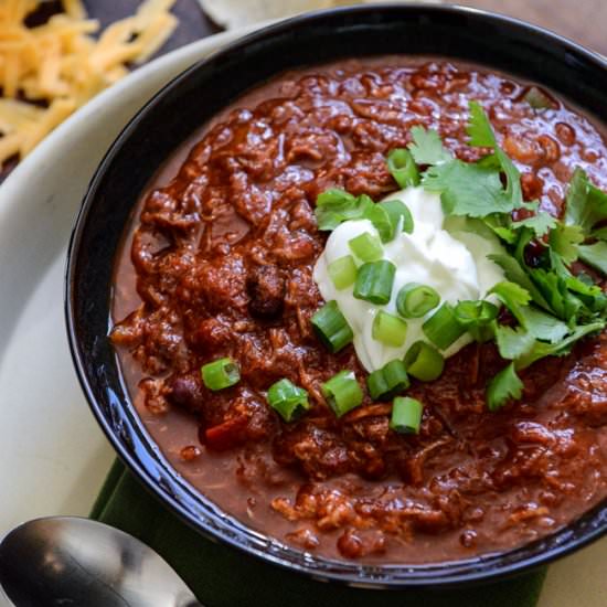 Crockpot Pulled Pork Chili