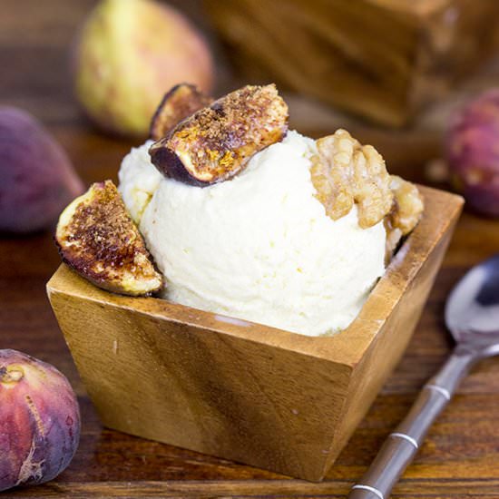 Honey Ice Cream with Roasted Figs
