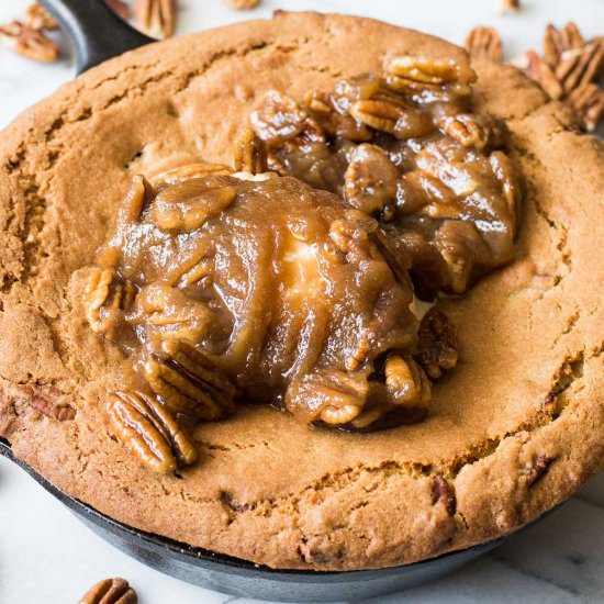 Butter Pecan Skillet Cookie