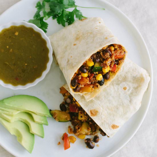 Spicy Black Bean + Quinoa Burritos