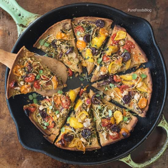 Mediterranean Socca Chickpea Pizza