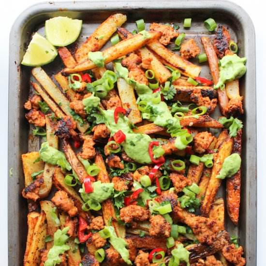 Cajun Fries with Chorizo & Avocado