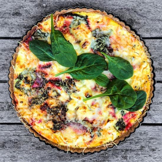Beet Spinach and Goat Cheese Quiche