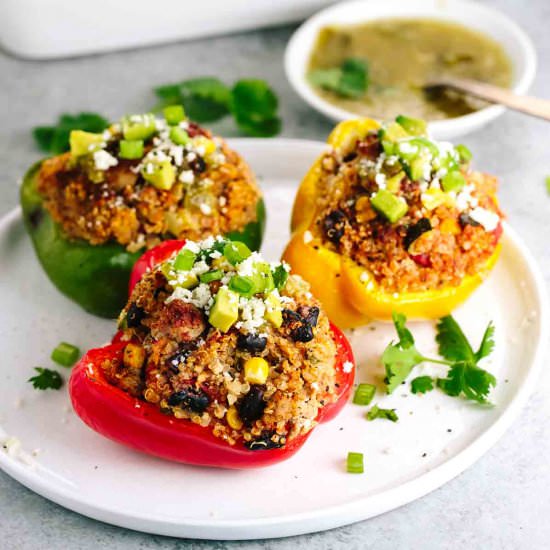 Roasted Peppers with Turkey Quinoa
