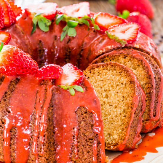 Pound Cake with Strawberry Glaze