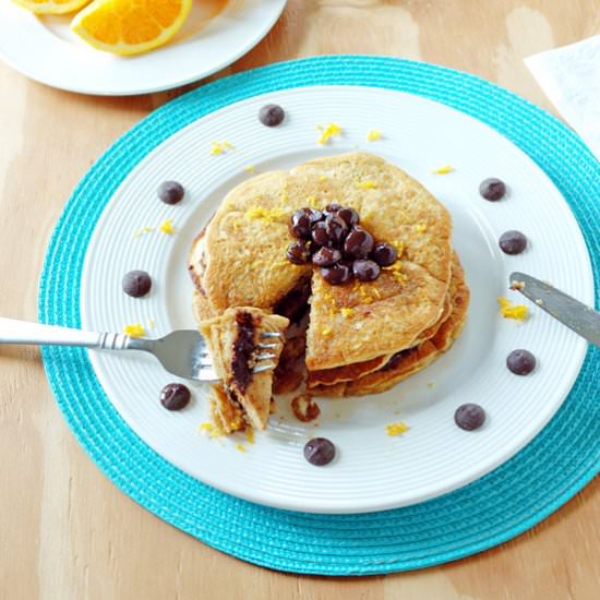 Orange Pancakes w/ Chocolate Chips