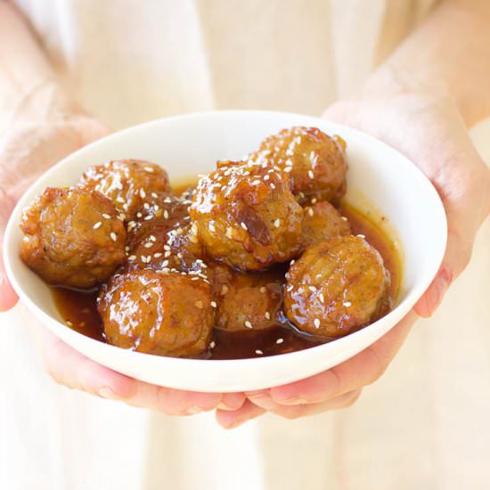 SlowCooker Peach Chipotle Meatballs