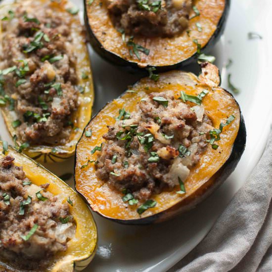 Stuffed Squash with Sausage & Apple
