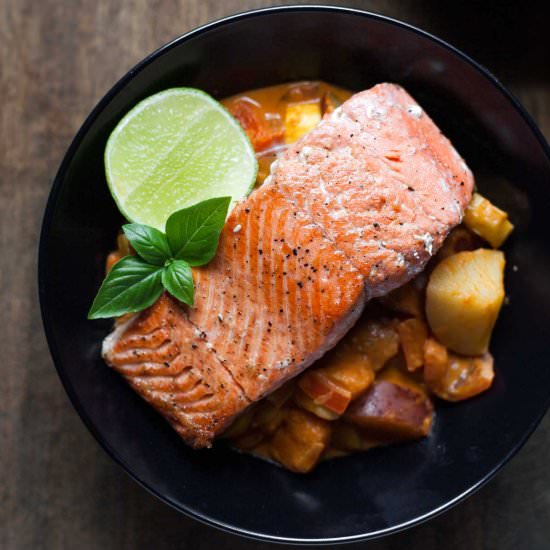 Salmon + Red Curry Vegetables